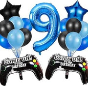 Decorazioni per il 9° compleanno - Set di palloni in fiammato - Palloni controller di gioco - Palloni in lattice blu - Accessori di festa - 17 pezzi - Palloni per compleanni