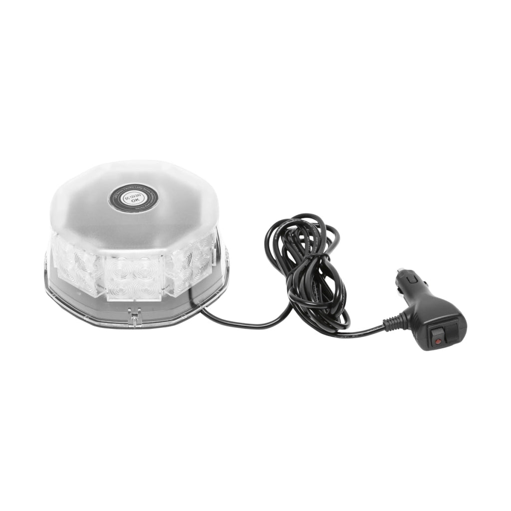 Lampeggiante rotondo di segnalazione con 32 zone LED SMD, luce gialla, base magnetica, interruttore ON/OFF con indicatore luminoso, 12V/24V Breckner Germany