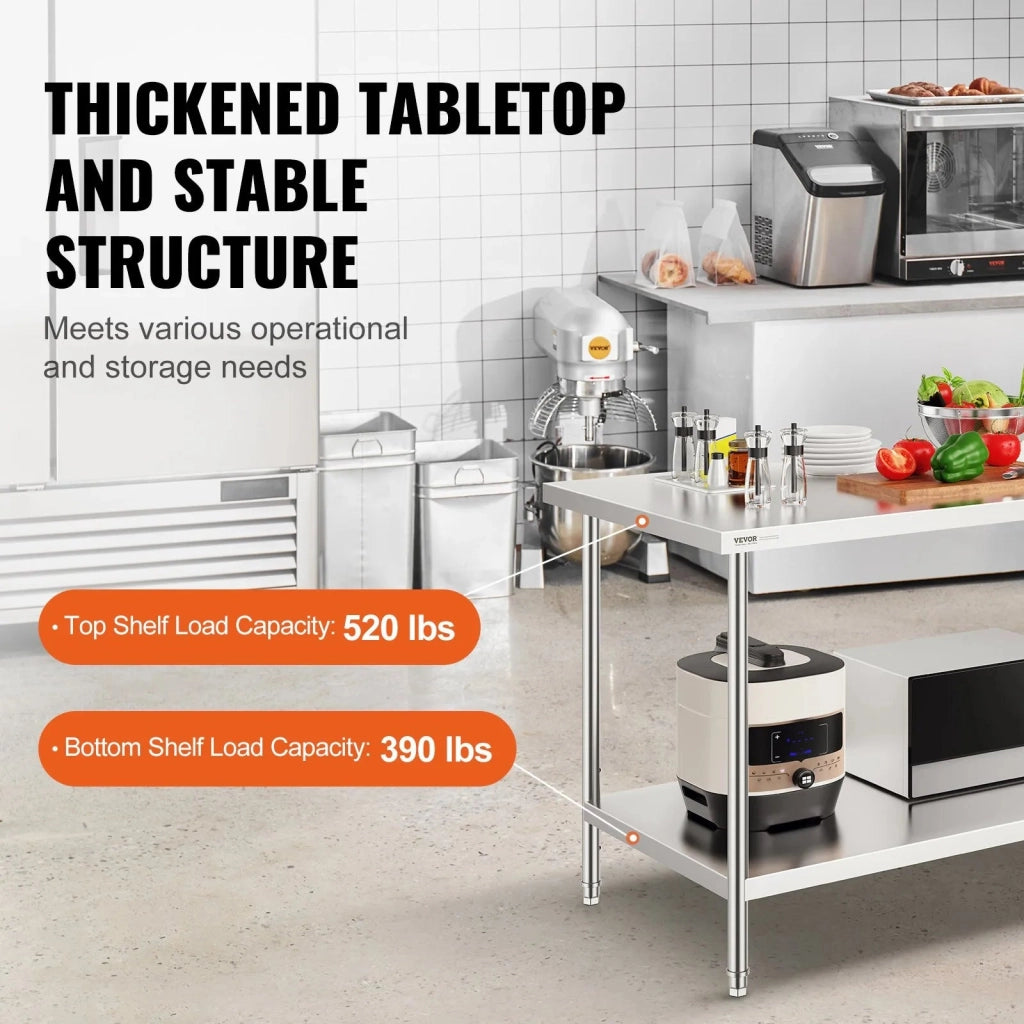 Tavolo Lavoro Acciaio Inossidabile 4 Rotelle 76 x 152 cm Ristoranti Tavolo