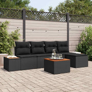 Set Divano da Giardino con cuscino 6 pcs Nero Polyrattan 3356738