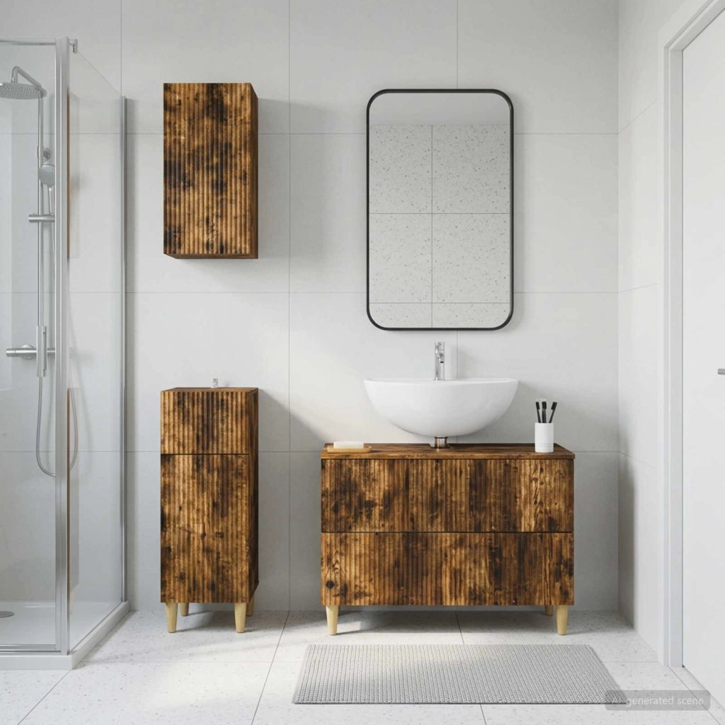 Set di armadietti da bagno in 3 pezzi ARNHEM Rovere Fumo 3417770
