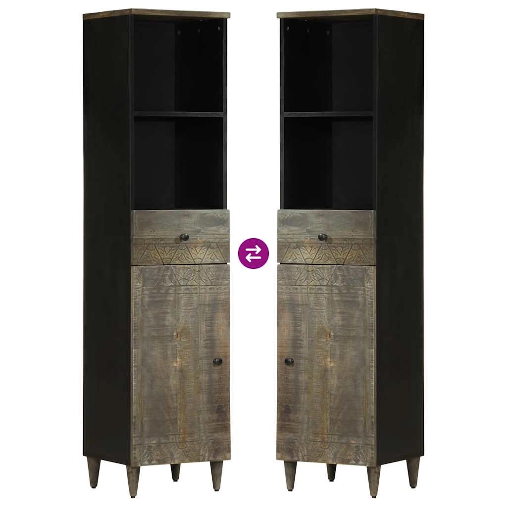Mobiletto da bagno 38 x 33 x 160 cm ampio spazio di archiviazione stile moderno legno nero 02_0057755