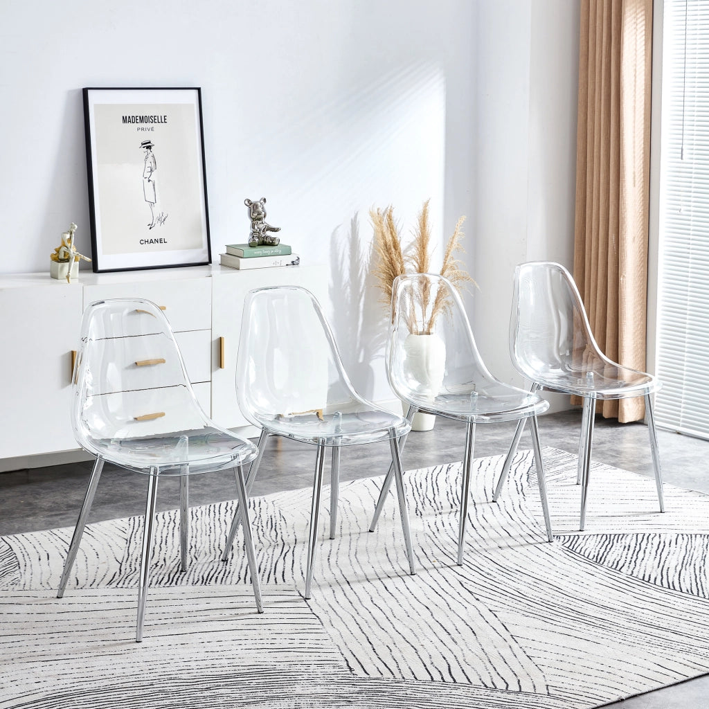 SEDIA da pranzo trasparente 83 cm Metallo argento Set da 4 pezzi