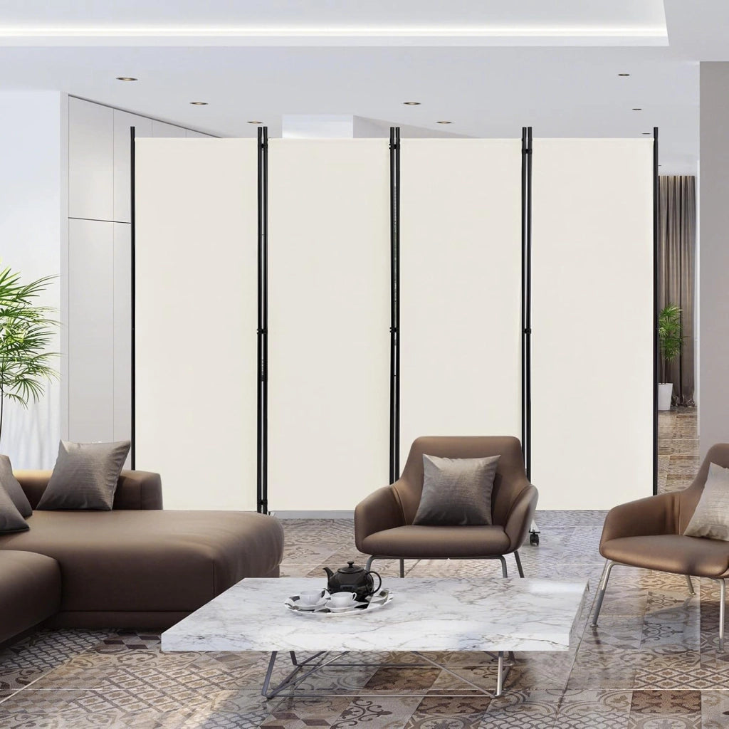 Divisorio Paravento con Ruote 4 pezzi, Divisorio da Parete in Ferro, Protezione Privata per Camera da Letto, Ufficio，224 x 172 cm，2 Colori