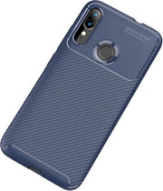 Hoesa di protezione per Motorola E6s / E6 Plus in silicone e carbonio colore blu