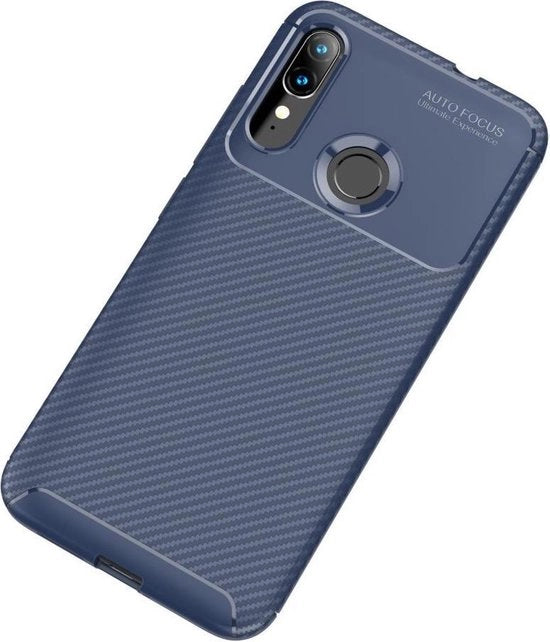Hoesa di protezione per Motorola E6s / E6 Plus in silicone e carbonio colore blu