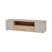 Mobile TV ERINA - 2 ante e 1 cassetto - Rovere chiaro e beige - 160 cm