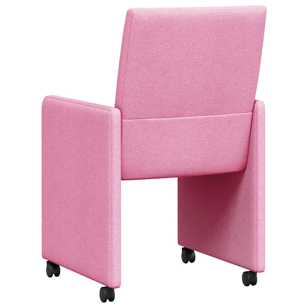 Sedie da Pranzo con Ruote 2 pcs Rosa 58 x 65 x 94 cm Tessuto 42017838