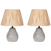 Set di 2 lampade da tavolo in ceramica con paralumi a cono in carta, effetto anticato grigio camera da letto soggiorno