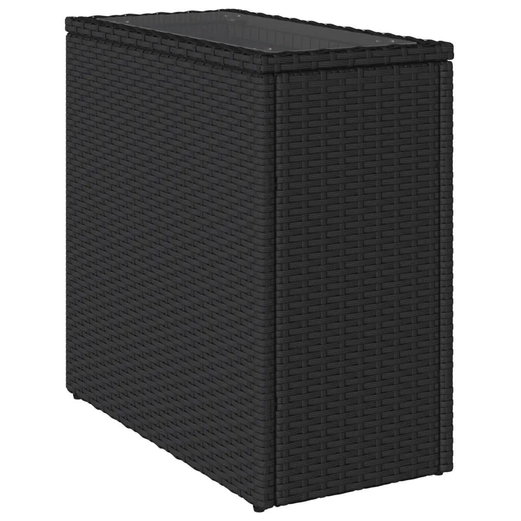 Tavolo da Giardino Piano in Vetro Nero 58x27,5x55 cm Polyrattan 365982
