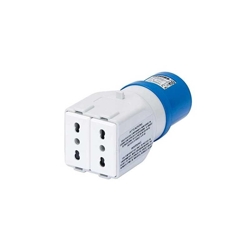 GW64211 Adattatore da Industriale a Civile Spina 2P+T 16A 230V e 2 Prese 2P+T Bivalenti P17-P11 10/16A