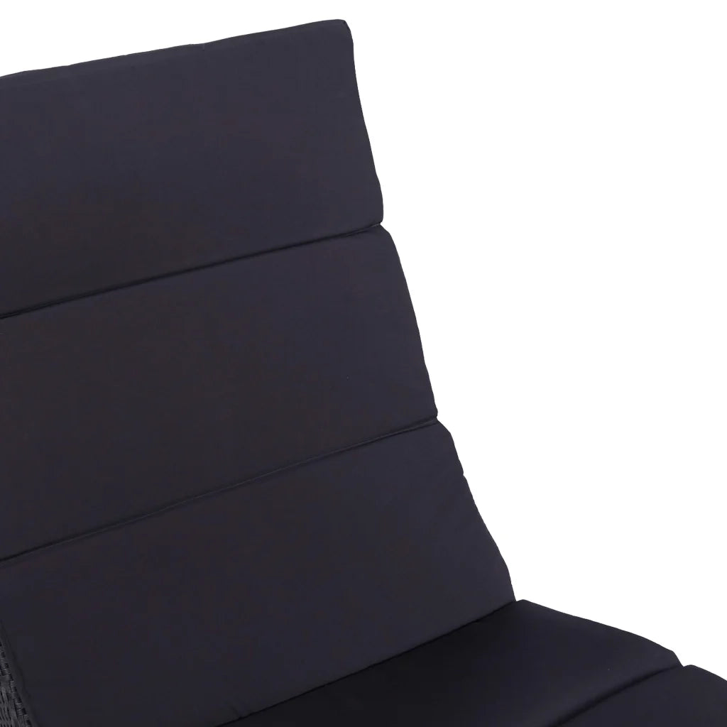 Lettino Prendisole con Cuscino in Polyrattan Nero 46539