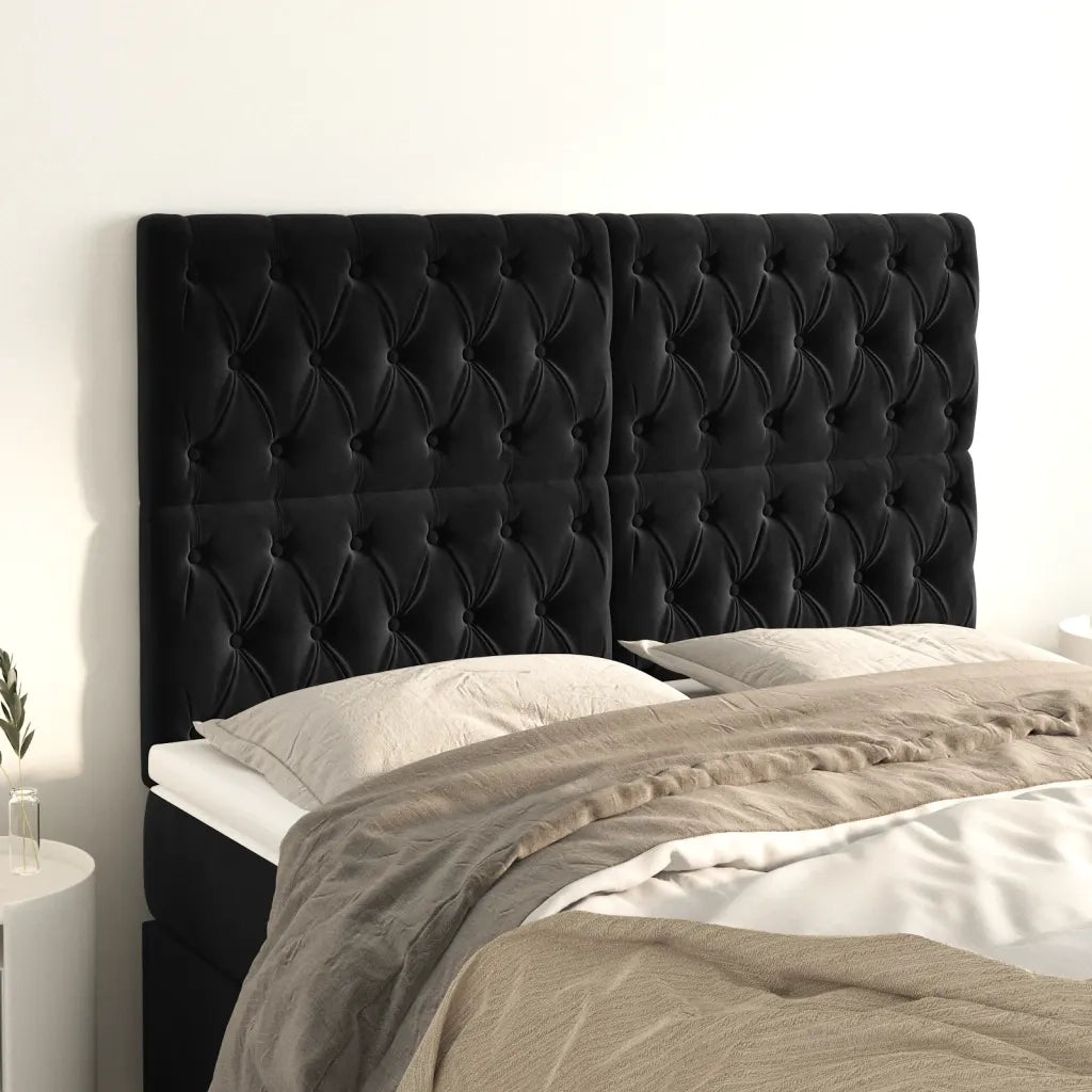Testiera Nera 160x7x118/128 cm Velluto 3116724