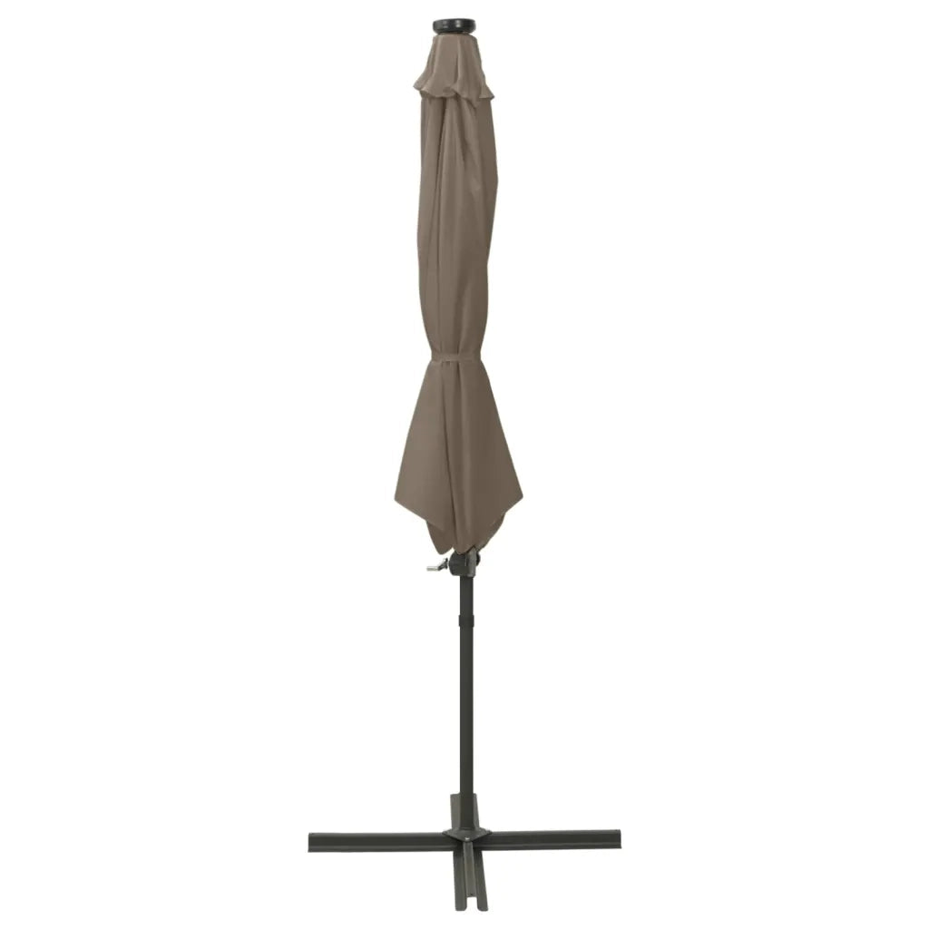 Ombrellone a Sbalzo con Palo e Luci a LED Tortora 300 cm 312339