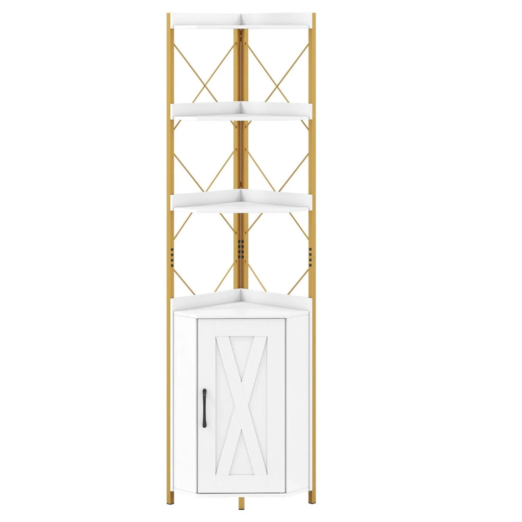 Armadio angolare con contenitore 38 x 38 x 180 cm solido e sicuro stile moderno legno ingegnerizzato bianco 20_0021062