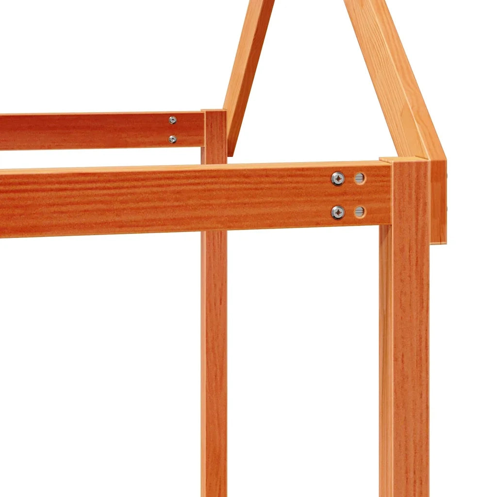 Letto singolo | Letto per adulti | Letto a Castello con Tetto Cera 90x200 cm Legno Massello Pino