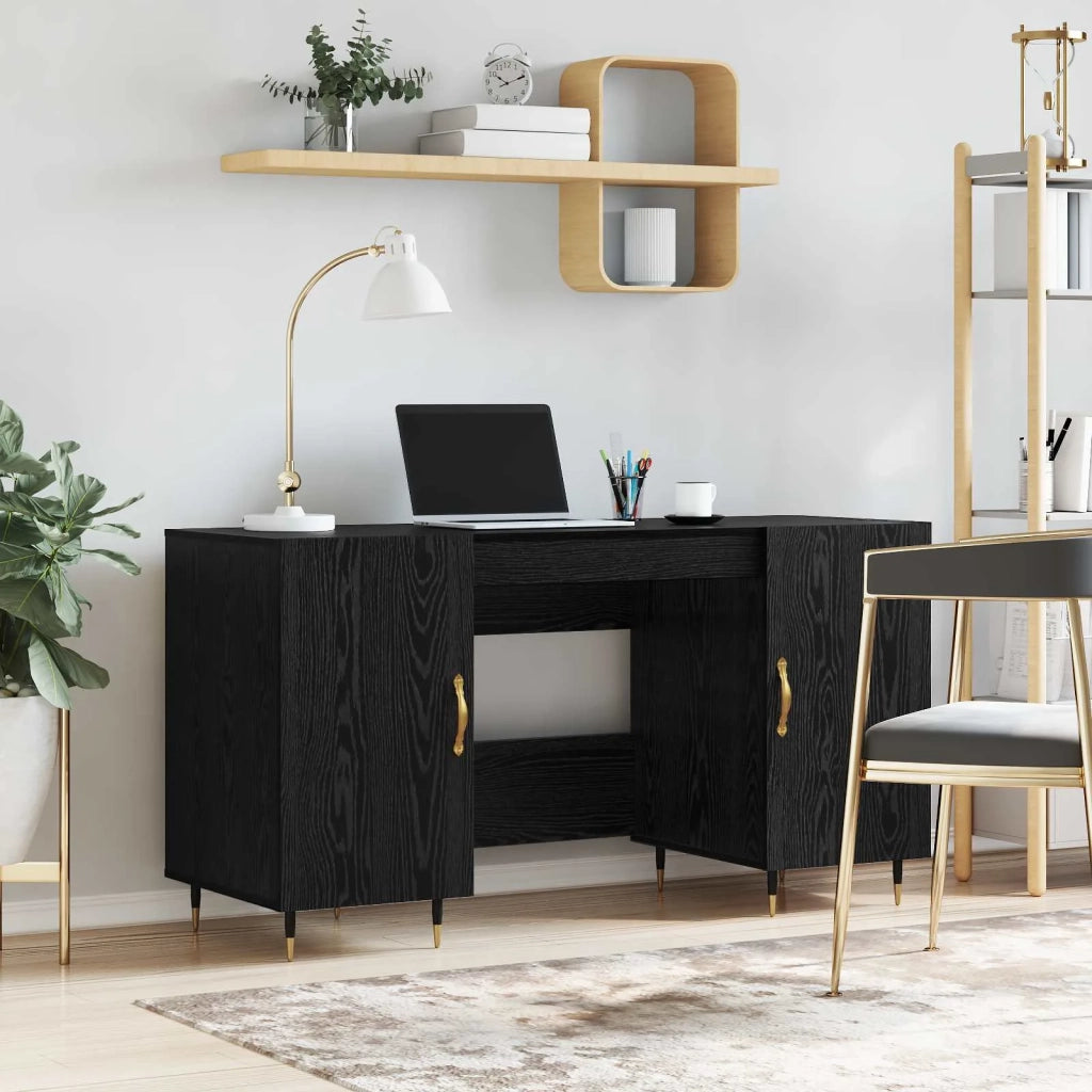 Scrivania Rovere nero 140 x 50 x 75 cm Legno multistrato 879524