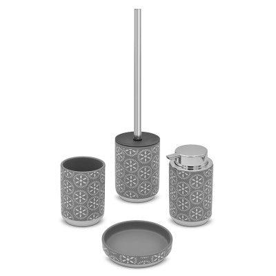 Set accessori bagno da appoggio 2 pezzi in ceramica grigio  Circus