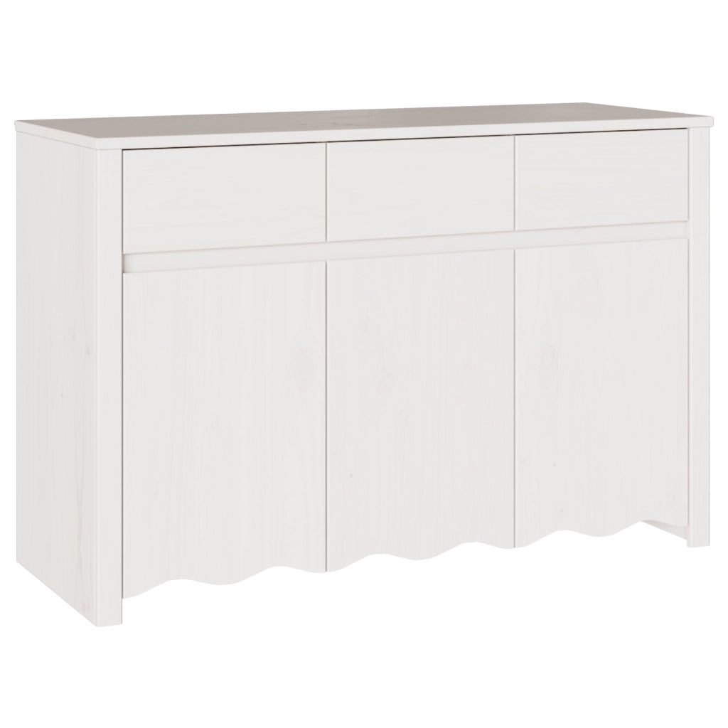 Credenza "DRAMMEN" Bianca 114x43x75,5 cm in Legno Massello di Pino