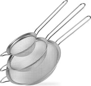Set di tre setole a maglie fini, setola a maglie 8/13,5/21,5 cm, setola per pasta, riso, tè, con manico robusto, setola per mele.