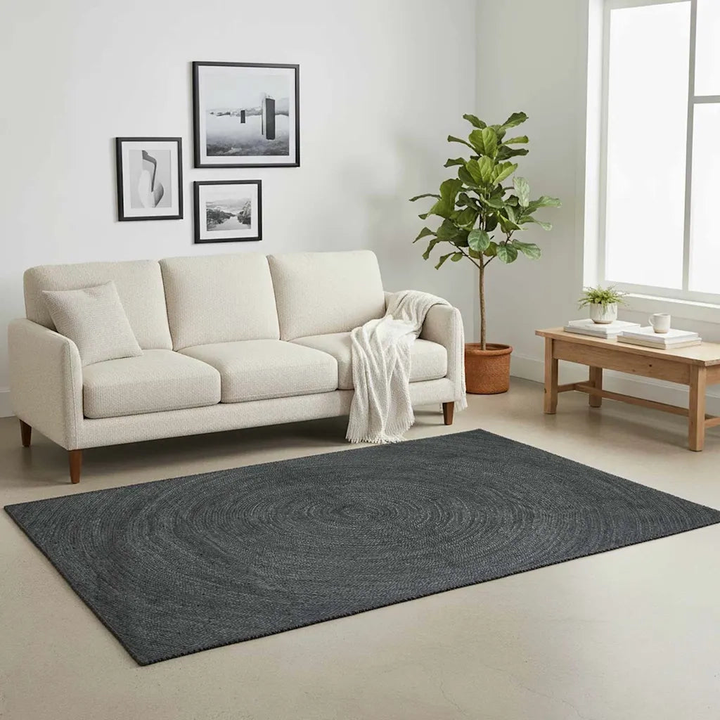 Tappeti per area Rettangolare Grigio scuro 200 x 290 cm Juta
