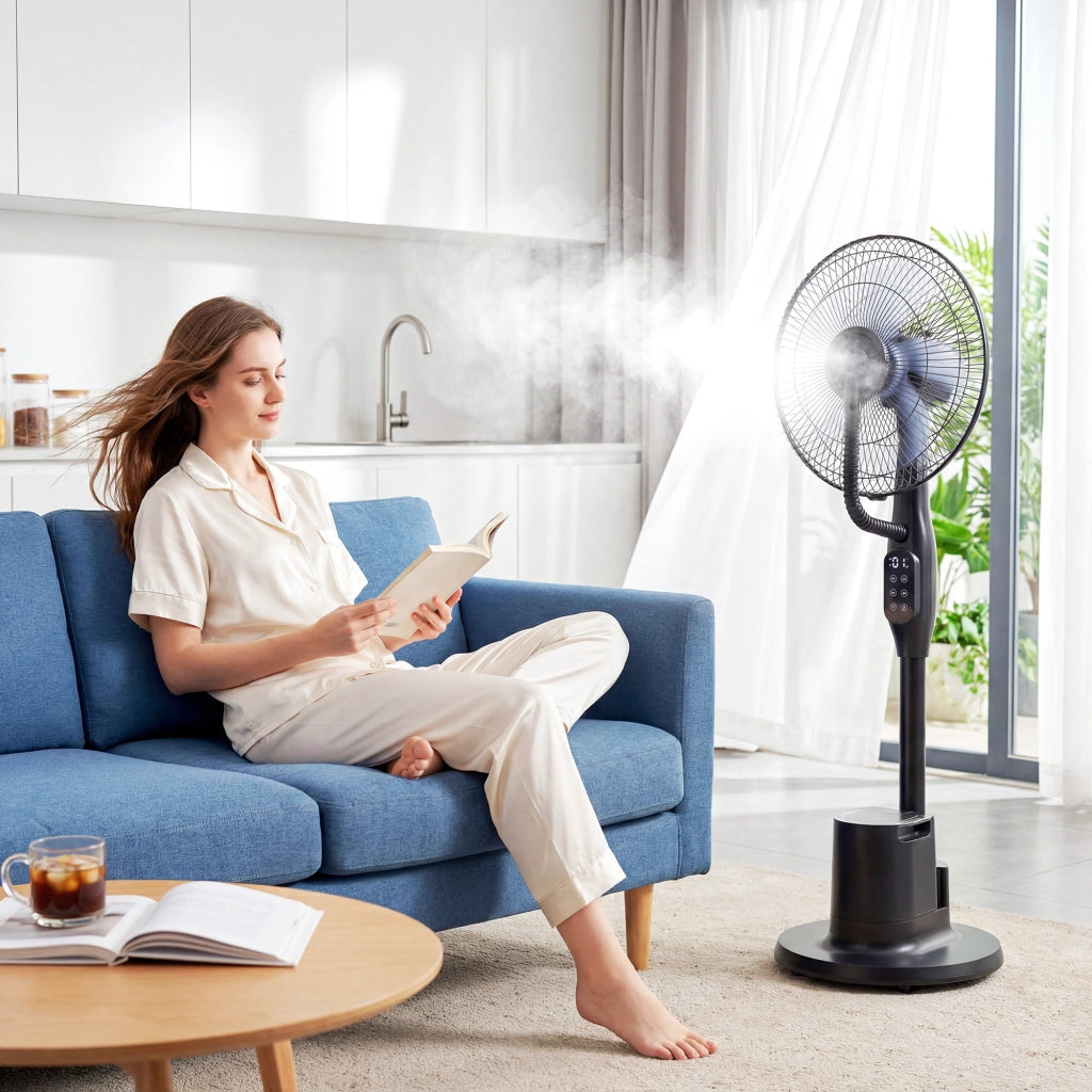 Ventilatore a colonna con nebulizzatore silenzioso 90W ¨C zephmum ¨C nero 128cm 70¡ã oscillazione 3 velocit¨¤ 3 modalit¨¤ timer