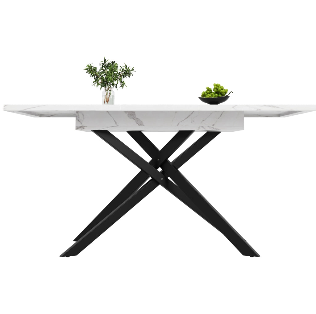Tavolo da pranzo estensibile 160x80 cm bianco e nero – allunga