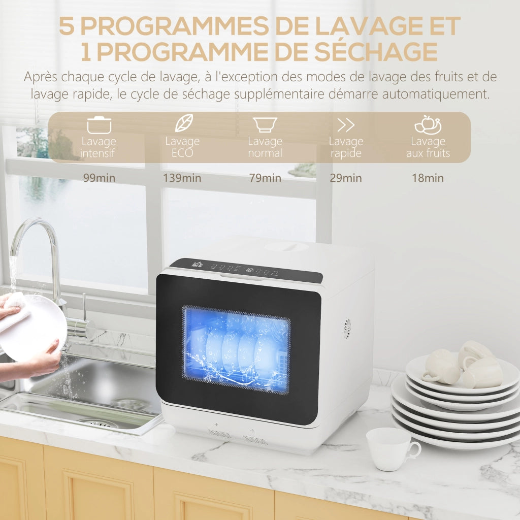 Lavastoviglie da tavolo compatto 4 coperti ¨C Minimal ¨C 6 programmi touch serbatoio 6L bianco