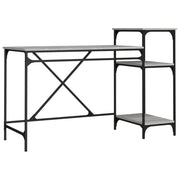 Scrivania | Tavolo da Ufficio Ripiani Grigio Sonoma 135x50x90cm Multistrato e Ferro