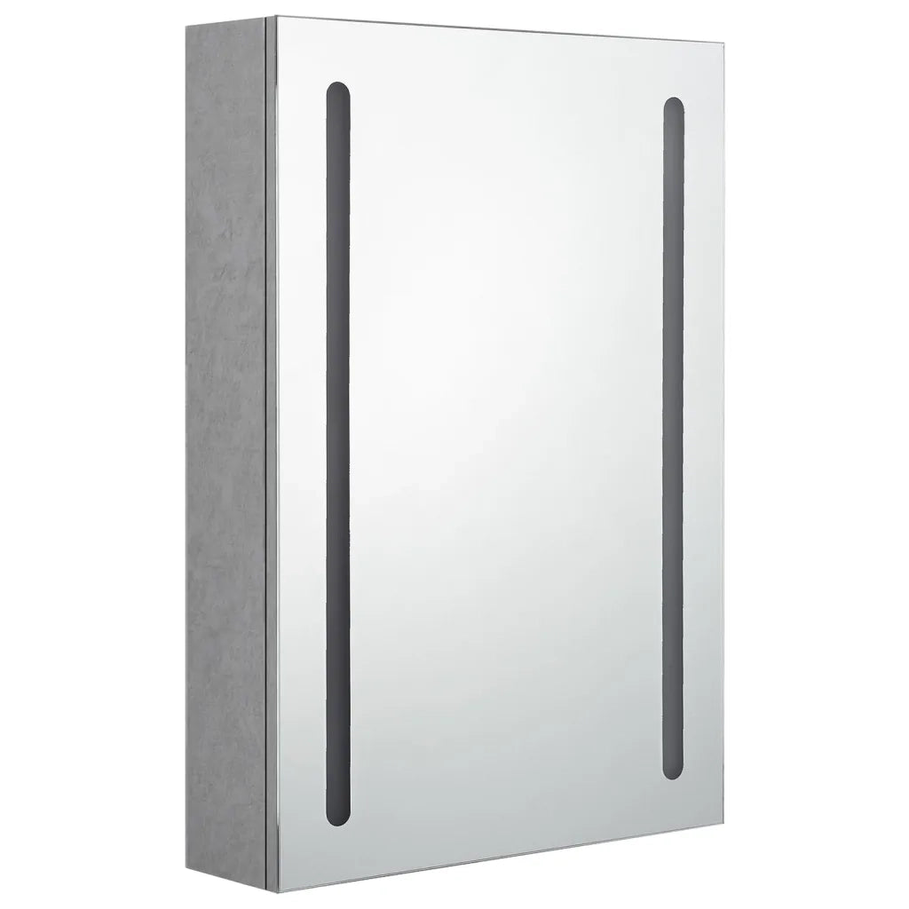 Armadietto Bagno con Specchio e LED-Mobile bagno con specchio Grigio Cemento 50x13x70 cm 415808