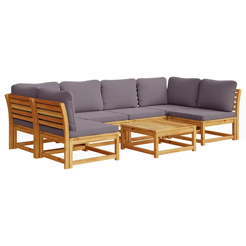Set Salotto da Giardino 7 pz con Cuscini Legno Massello Acacia