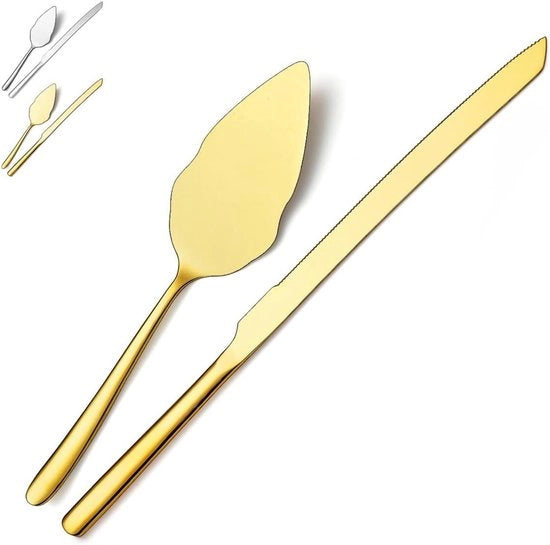 Set di taglieri e servizi per torte di matrimonio in oro