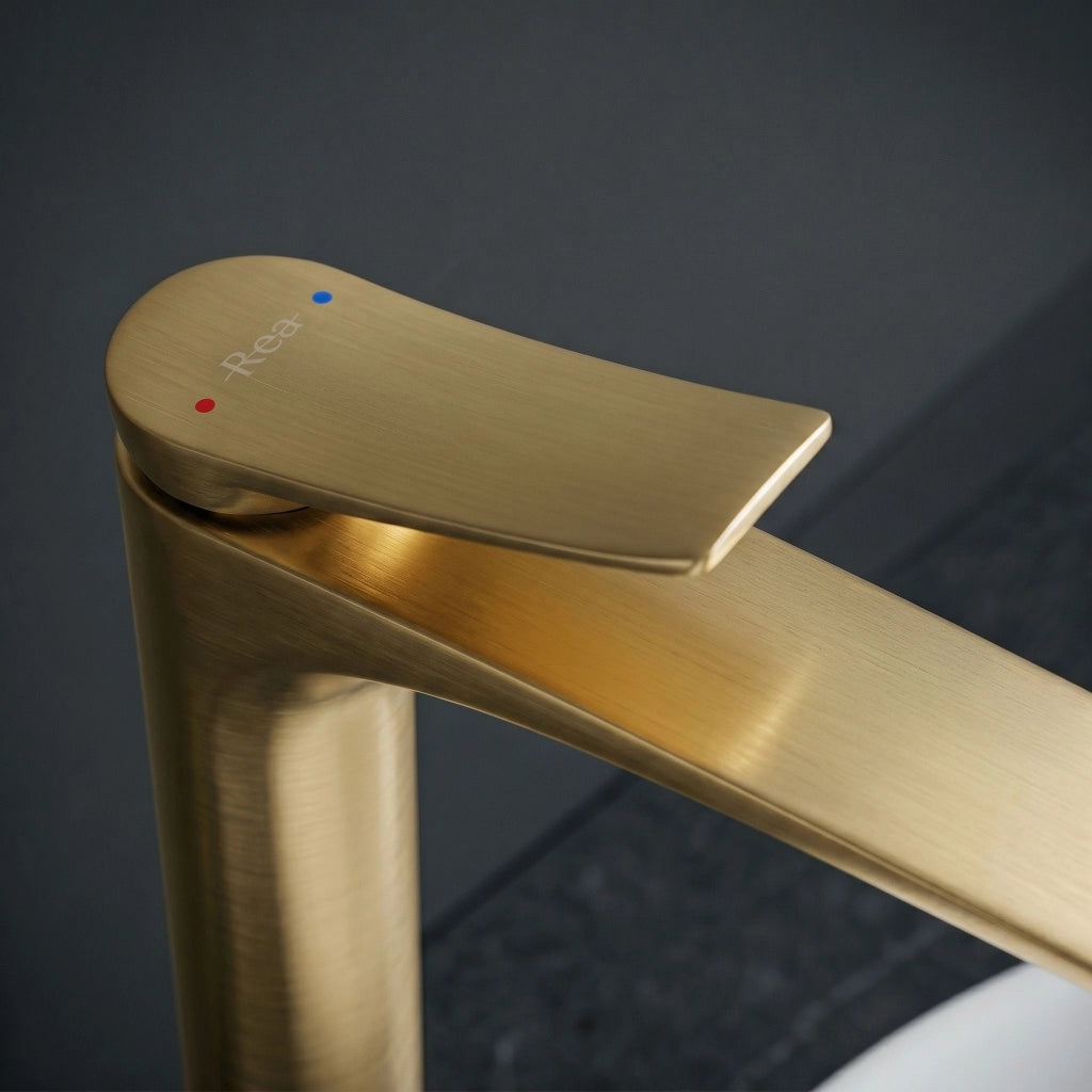 Rubinetto Da Lavabo Premium Rea Vision Brush Gold High