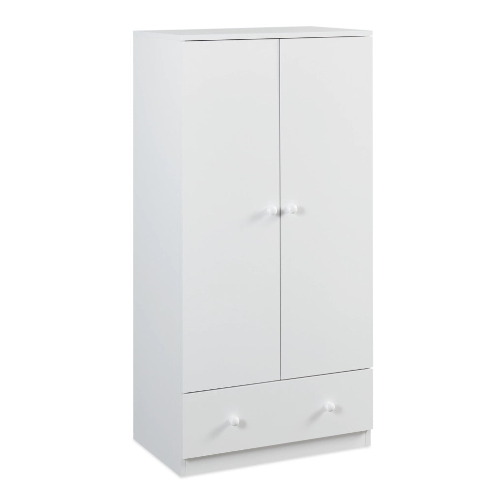 Armadio Beldinupp per Cameretta a 2 Ante e Cassetto 123 x 60 x 40 cm - Bianco [en.casa]
