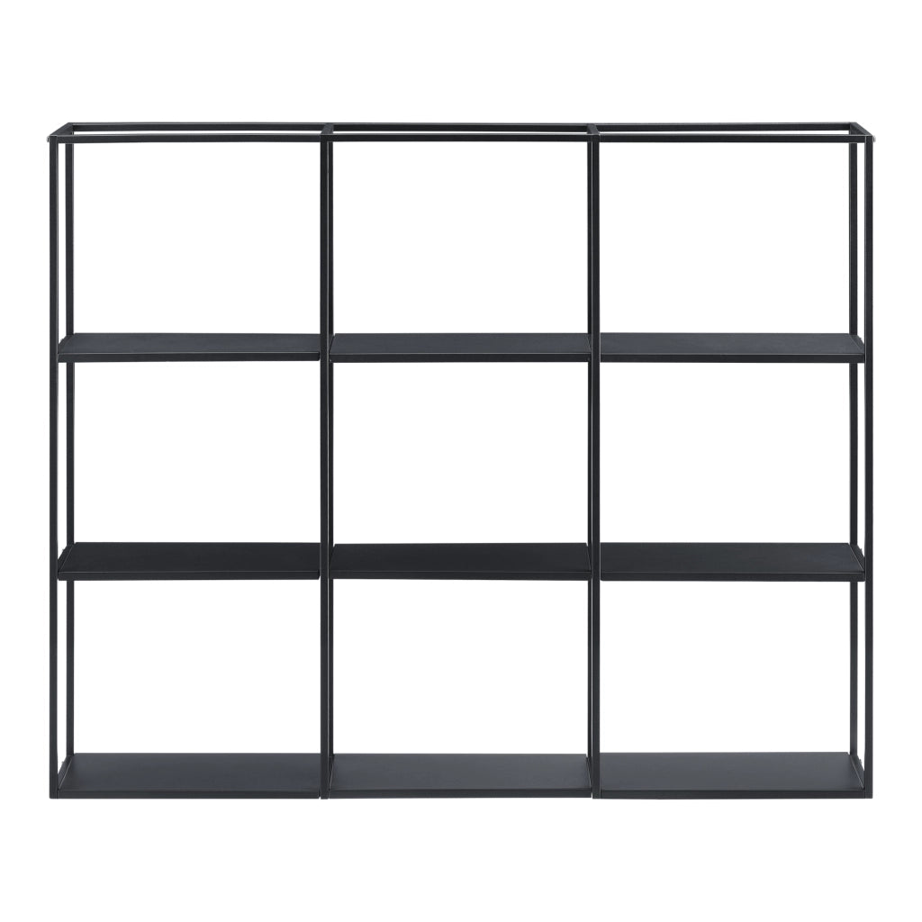 Scaffale da Parete Jelsa in Ferro Libreria Sospesa con 9 Scomparti 130x18x110 cm Nero [en.casa]