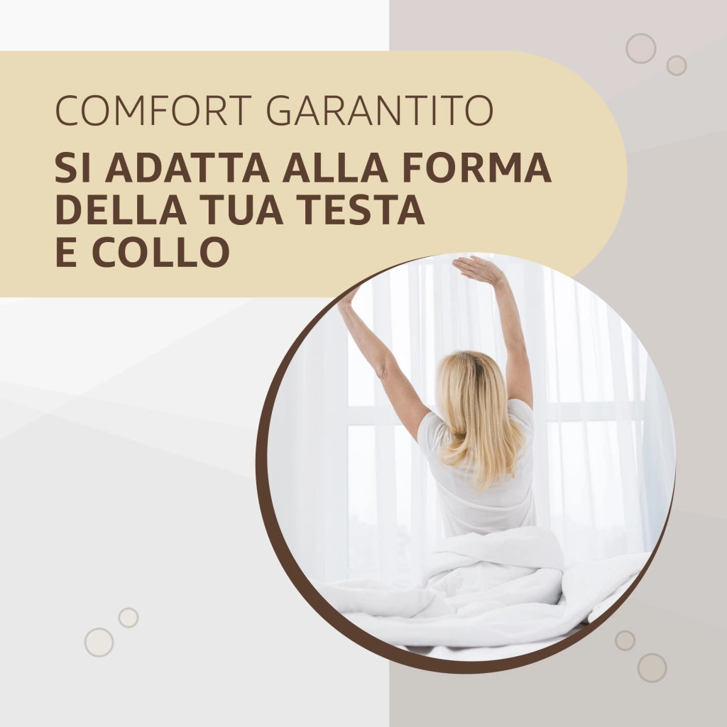 SONIT - Guanciale Letto in Memory Foam - Cuscino Cervicale per Dormire Bene e Ridurre il Russare - Cuscino Antiacaro Anallergico 11cm 2pz - Federa con Cerniera Inclusa