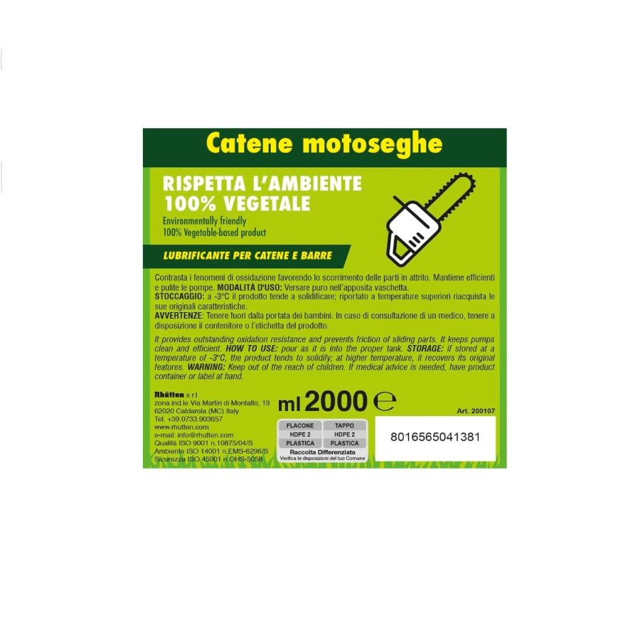 PROTETTIVO BIO CATENE MOTOSEGHE 2 LT DI RHUTTEN