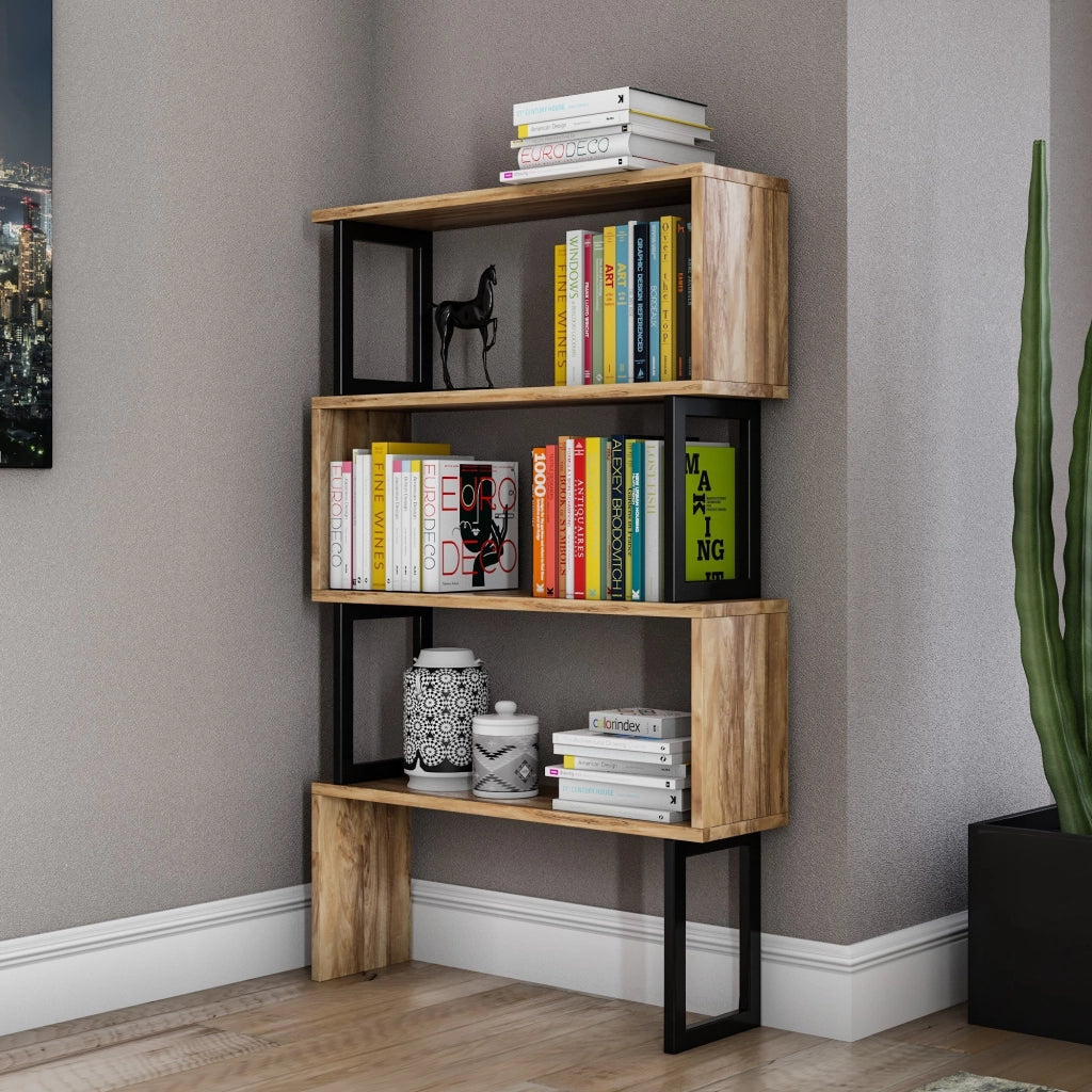 Libreria in legno "Ceylon" - 80 x 22 x 128 cm - Noce