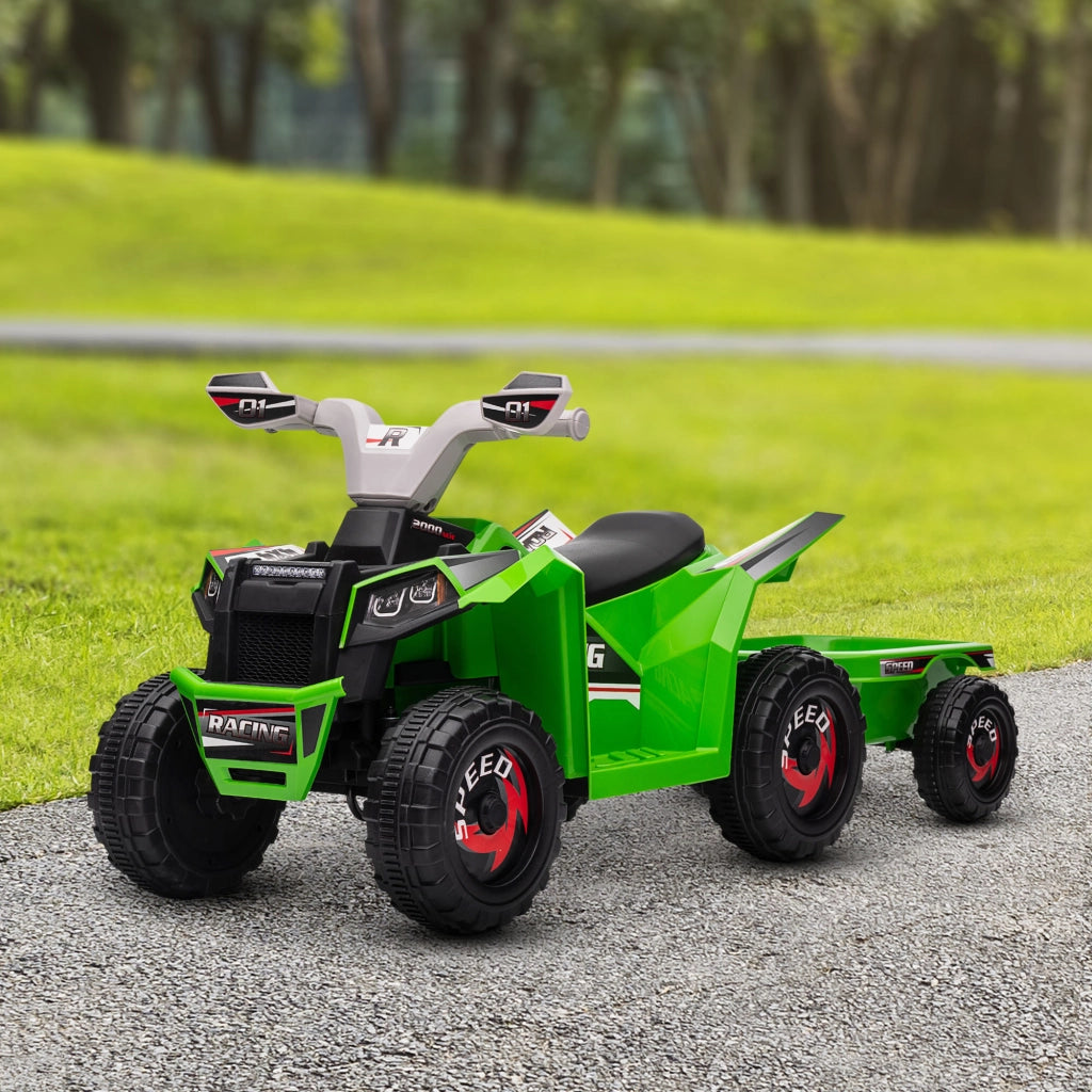 Quad Elettrico per Bambini con Remorco Verde ¨C zephmum ¨C 106x41.5x48.5 cm