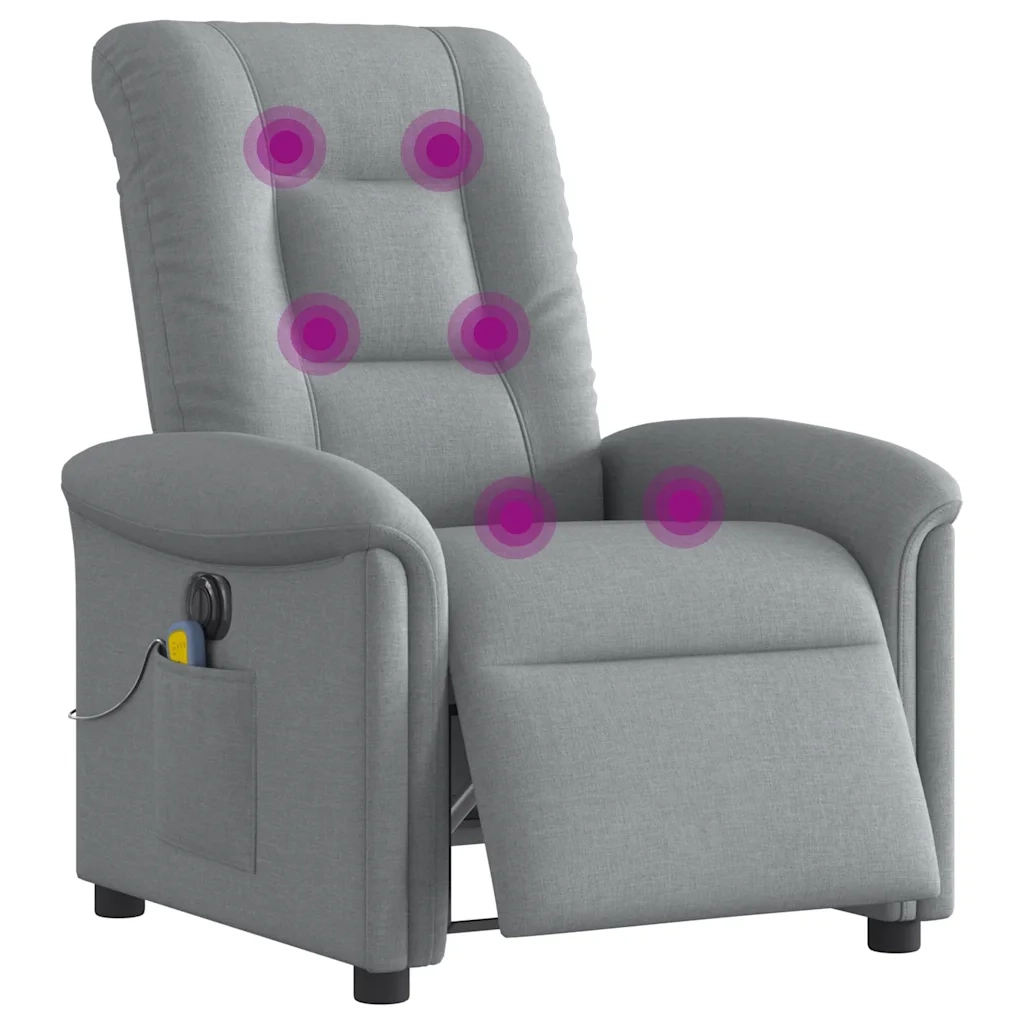 Divano Sedia-Poltrona Reclinabile Massaggio Elettrica Grigio Chiaro Tessuto 507451