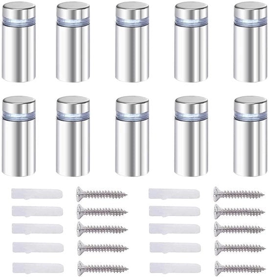 Accessori di fissaggio a distanza da 20 pezzi - Acciaio inox - 12x25mm - Accessori di fissaggio a vite - Per vetro/acrilico - Aspetto professionale - Standoffs