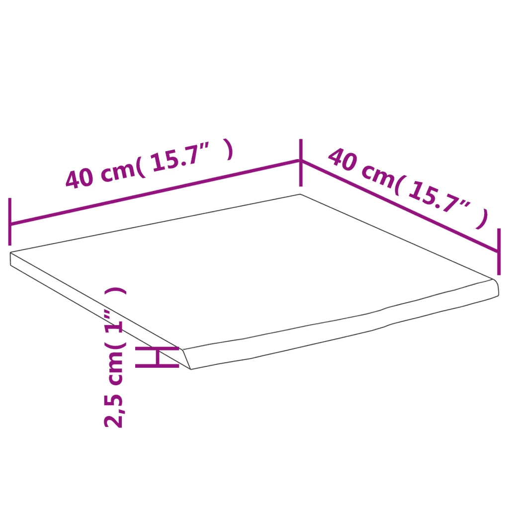 Mensola a Muro 40x40x2,5cm Quadrata Massello Acacia Bordi Vivi