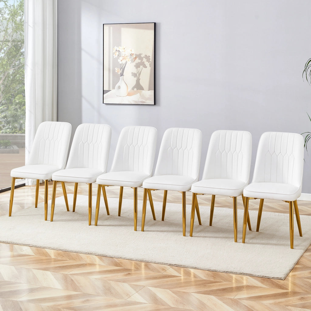 SEDIA da pranzo ergonomica 89 cm PU bianco oro