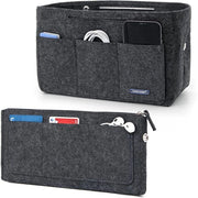 Organizzatore per borse con tasoporta con chiusura e chiodo, panno multifunzionale, 26 x 11 x 16 cm - grigio scuro