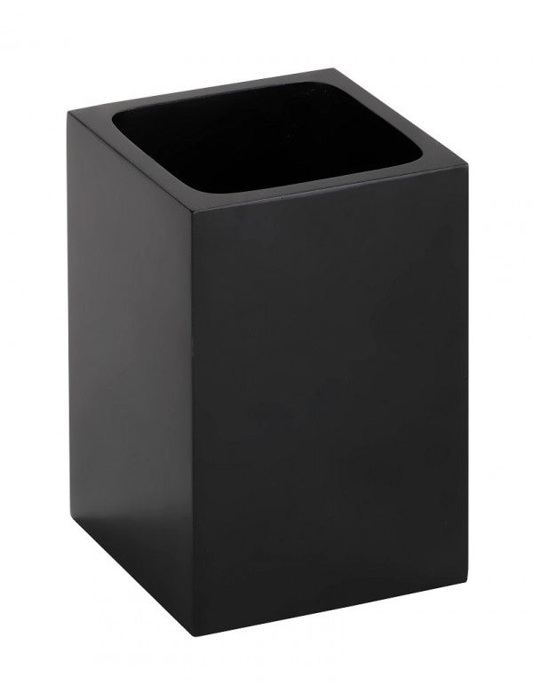 Portaspazzolino da tavolo GAMMA in resina nera opaca 11,5 x7,5 x7,5 cm
