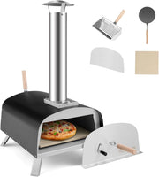 Forno per pizza all'aperto, portatile a legna con pietra per pizza, termometro, forno per pizza in acciaio inox, forno per pizza per barbecue e campeggio