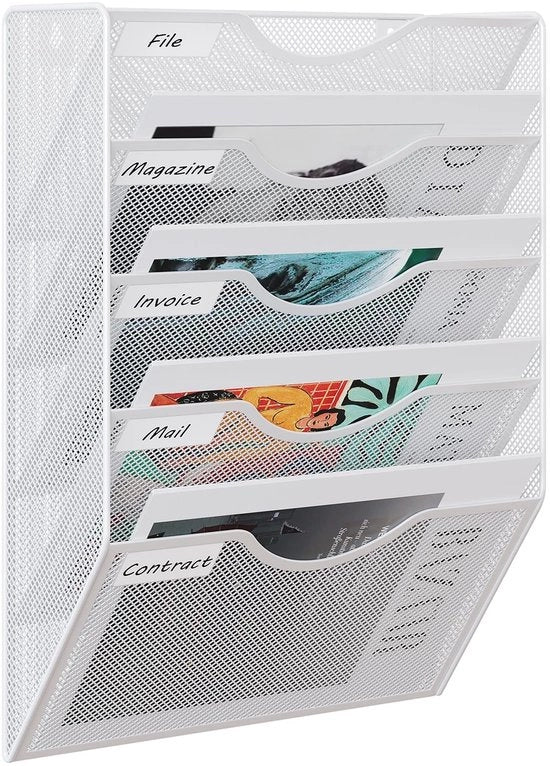 Organizzatore da Parete per Taccuini Metallico - 5 Celle - Bianco