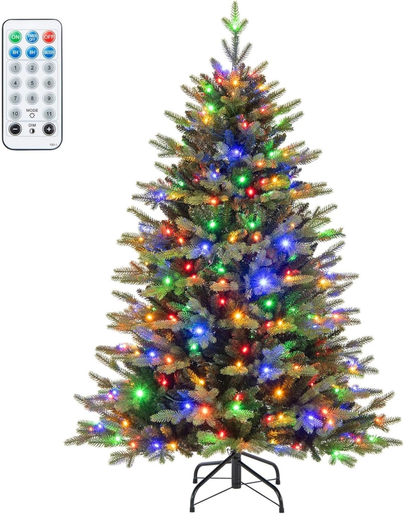 Albero di Natale 150/180/210 cm, Albero di Natale Pre-illuminato on Cerniera con 250/350 /470 Luci a LED Multicolori e Bianco Caldo, 11 Modalità di Illuminazione, 844/1168/1646 Rami (180 CM)