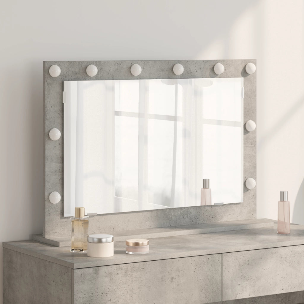Specchio da toeletta Grigio cemento Vetro 80 x 55 x 18 cm