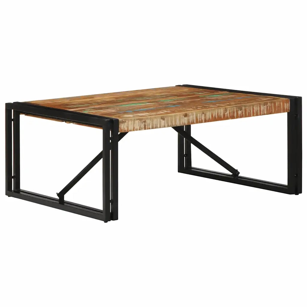 vidaXL Tavolino Salotto Multicolore 80x80x35cm Legno Massello Recupero